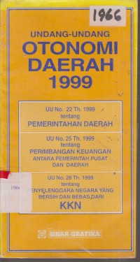 Image of UNDANG - UNDANG OTONOMI DAERAH 1999
